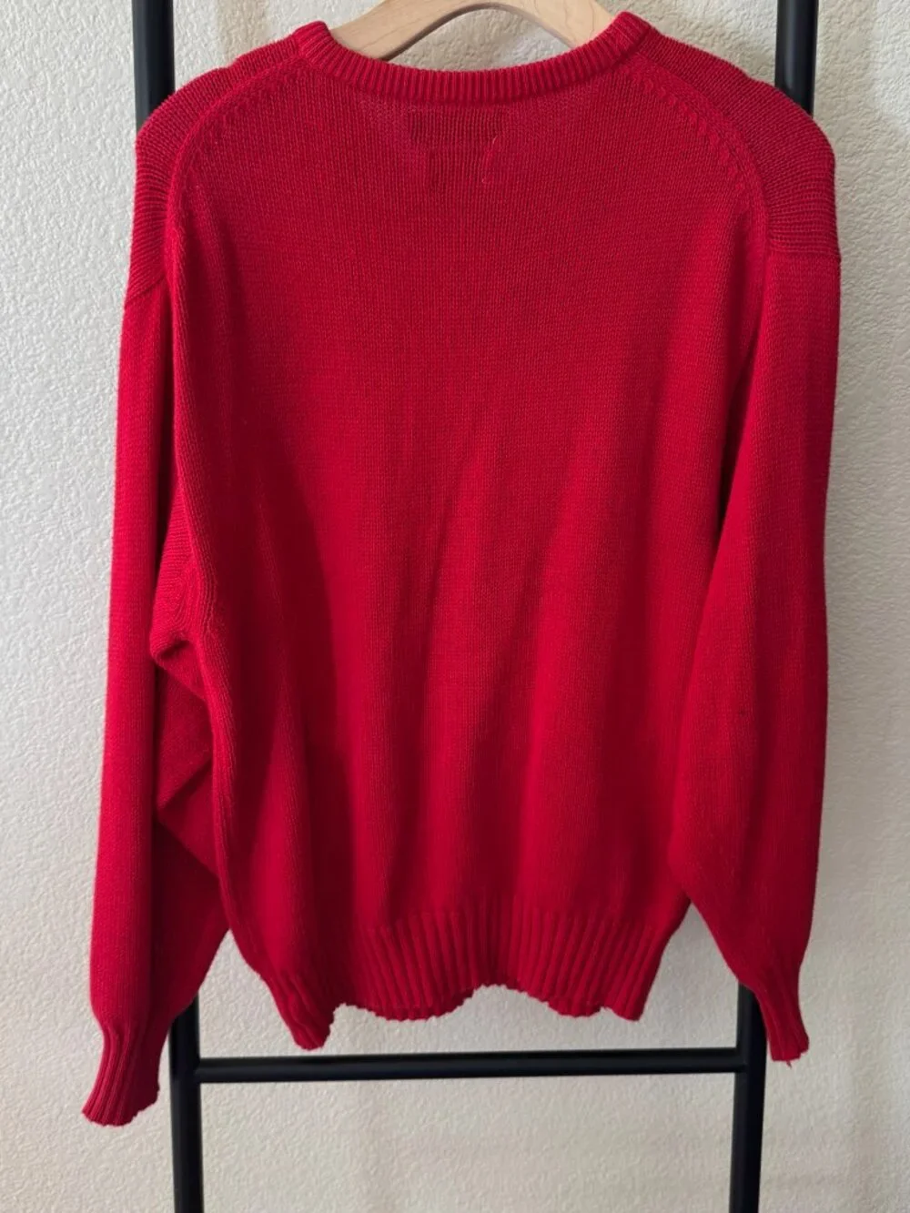 Vintage Burberry Bright Red Cotton Knit Sweater Size Medium